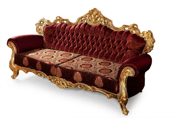 Luksusowa kanapa trzyosobowa Podkładka Meble Aksamit Baroque Czerwony 3 Siedziba Sofa Nowość