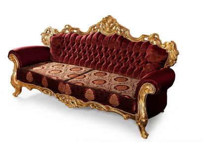 Luksusowa kanapa trzyosobowa Podkładka Meble Aksamit Baroque Czerwony 3 Siedziba Sofa Nowość