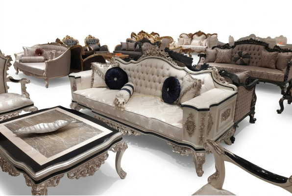 Chesterfield Sofa Kanapa 3-osobowa Podkładka Meble Trzyosobowa Biały Nowy