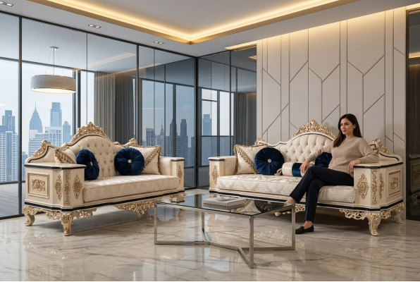 Chesterfield Zestaw sofowy zestaw 3+1 luksusowy 2-częściowy. Materiałowa sofa do salonu