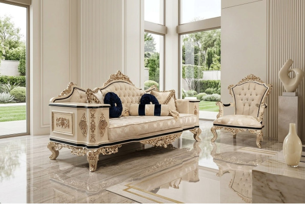 Chesterfield Zestaw sofowy zestaw 3+1 luksusowy 2-częściowy. Materiałowa sofa do salonu
