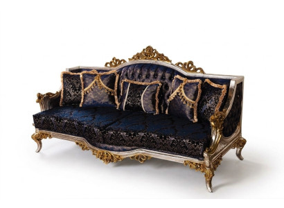 Aksamit Barokowa Kanapa Trzyosobowa Złota Rama Sofa Kanapy Meble Nowe