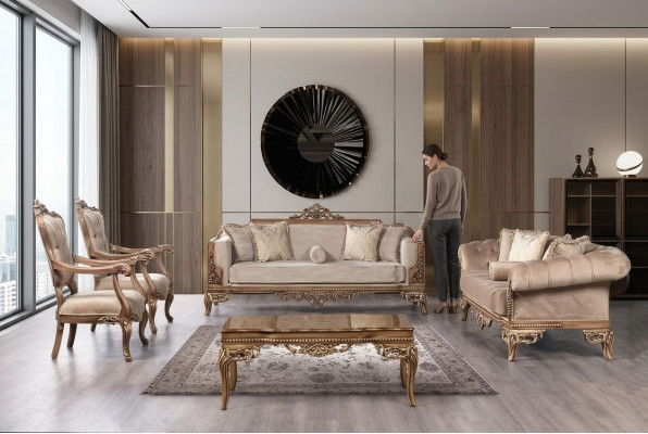 Zestaw mebli do salonu barokowego Sofa Sofa Podkładka Ustawić Tabela 5szt.