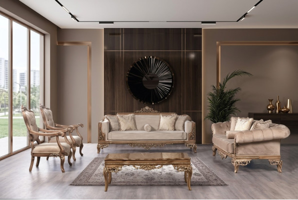 Zestaw mebli do salonu barokowego Sofa Sofa Podkładka Ustawić Tabela 5szt.