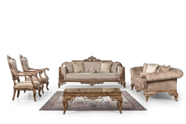 Zestaw mebli do salonu barokowego Sofa Sofa Podkładka Ustawić Tabela 5szt.