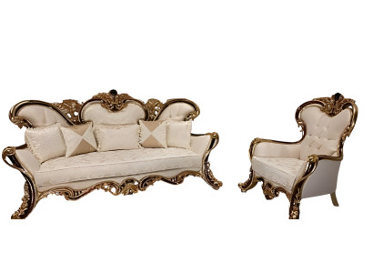 Podkładka Ustawić Chesterfield 3+1 Siedziba + stolik kawowy Drewno Baroque Rokoko