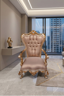 Beżowy Chesterfield Fotel Antyk Style Krzesła Fotel Barokowe Meble Rokoko