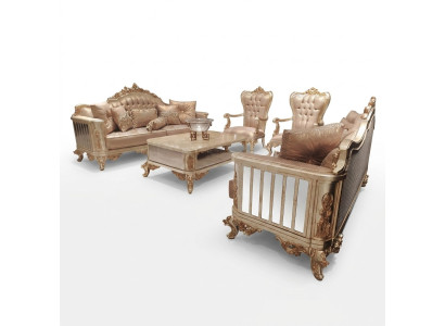 Klasyczny barokowy rokoko Chesterfield 5 sztuk. stolik kawowy Sofa Beżowa Meble