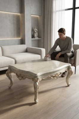 Marmurowy stolik kawowy Design stoły salon Tabela Stoliki do herbaty Drewno Meble