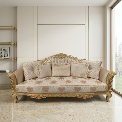Sofa Chesterfield Barokowa Kanapa Drewno Aksamit Trzyosobowa Klasyczna Sofa Meble