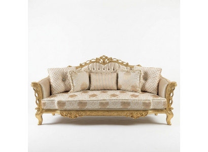 Sofa Chesterfield Barokowa Kanapa Drewno Aksamit Trzyosobowa Klasyczna Sofa Meble