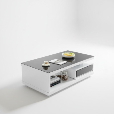 Luksusowy stolik kawowy ze schowkiem Stolik szklany Stolik nowoczesny design meble