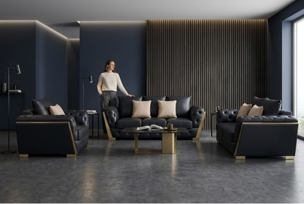 Chesterfield 3+2+1 Zestaw sofowy Kanapa Meble Sofa Kanapy Zestaw 3szt
