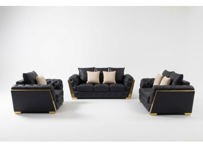 Chesterfield 3+2+1 Zestaw sofowy Kanapa Meble Sofa Kanapy Zestaw 3szt