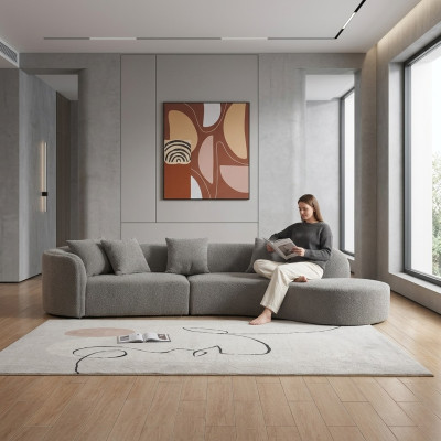 Szara Sofa Pięcioosobowa Luksusowa Duża Żywy krajobraz Modern Meble Nowość