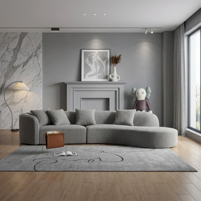 Szara Sofa Pięcioosobowa Luksusowa Duża Żywy krajobraz Modern Meble Nowość