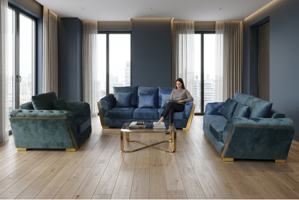 Zestaw sofowy Chesterfield Zestaw Kanapy 3+2+1 Meble Materiał Sofa Kanapy 3szt.