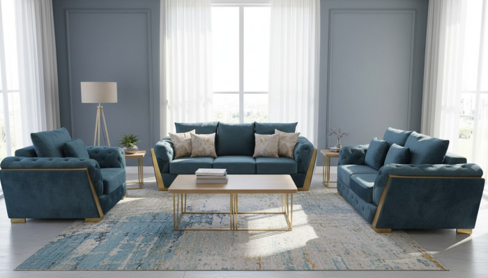 Zestaw sofowy Chesterfield Zestaw Kanapy 3+2+1 Meble Materiał Sofa Kanapy 3szt.