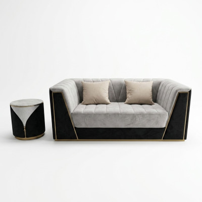Luksusowa dwuosobowa sofa z miękką tapicerką w salonie