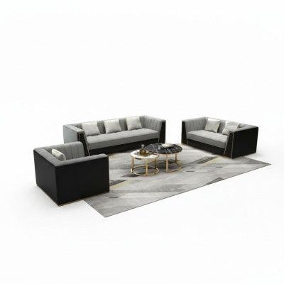 Zestaw sofowy Szary Kanapa Włókienniczy Medusa Sofa Tkaninowa Kanapy Sofa Meble 3-częściowe