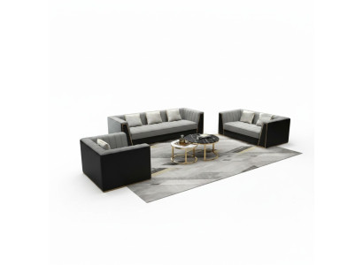 Zestaw sofowy Szary Kanapa Włókienniczy Medusa Sofa Tkaninowa Kanapy Sofa Meble 3-częściowe