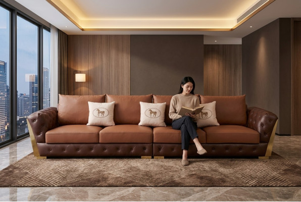 Nowoczesna, pięcioosobowa, luksusowa sofa do salonu Sofa w stylu Chesterfield
