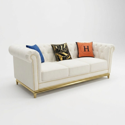 Chesterfield Włókienniczy Couch Sofa 3 miejsce siedzące Siedziba Sofy Sofy Podkładka Nowość