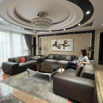 Zestaw sofowy Black Premium 3+3+3 miejsce do siedzenia Luksusowe meble do salonu Couch
