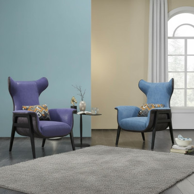 Luksusowy Jednoosobowy Fotel Niebieski Salon Tapicerowany Fotel Meble Nowoczesny Design