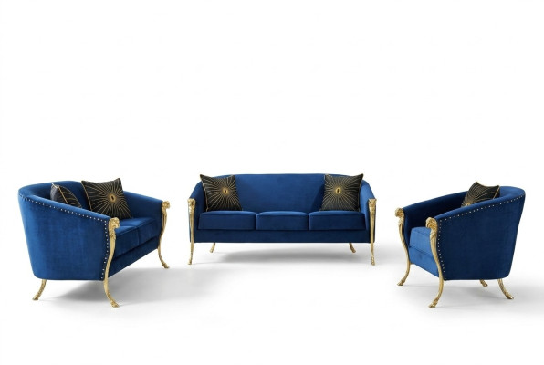 Luksusowa Podkładka Fotel 3+2+1 Siedziba Blue Golden Legs Podkładka na Siedzisko Nowa