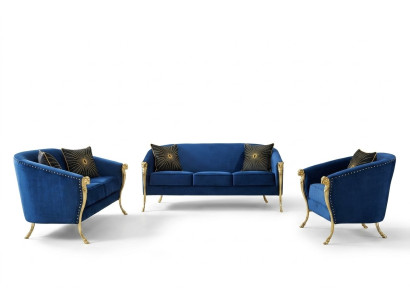 Luksusowa Podkładka Fotel 3+2+1 Siedziba Blue Golden Legs Podkładka na Siedzisko Nowa