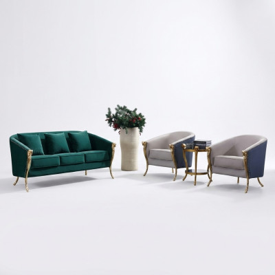 Luksusowy Zestaw sofowy 3+1+1 miejsce do siedzenia Zielony salon Meble Modern