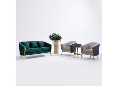 Luksusowy Zestaw sofowy 3+1+1 miejsce do siedzenia Zielony salon Meble Modern