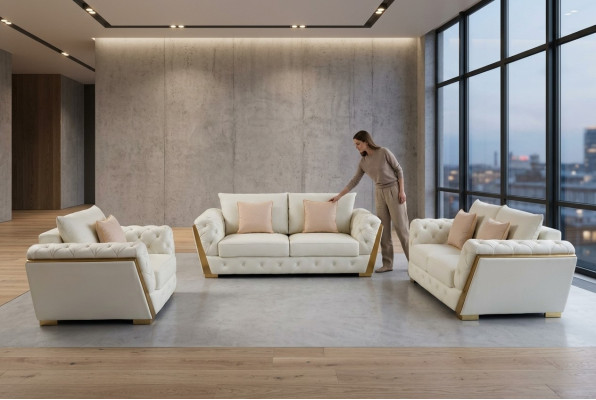 Sofa Kanapa Ustawić Meble 3 szt. Zestaw kanap i mebli wypoczynkowych