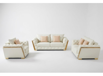 Sofa Kanapa Ustawić Meble 3 szt. Zestaw kanap i mebli wypoczynkowych