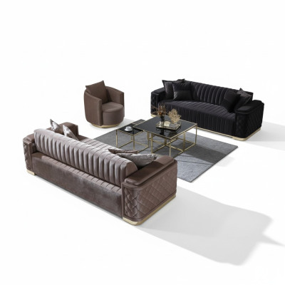 Chesterfield Zestaw sofowy Couch Zestaw podkładek 3szt. Ustawić Sofę Kanapy Aksamit