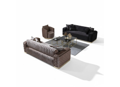 Chesterfield Zestaw sofowy Couch Zestaw podkładek 3szt. Ustawić Sofę Kanapy Aksamit