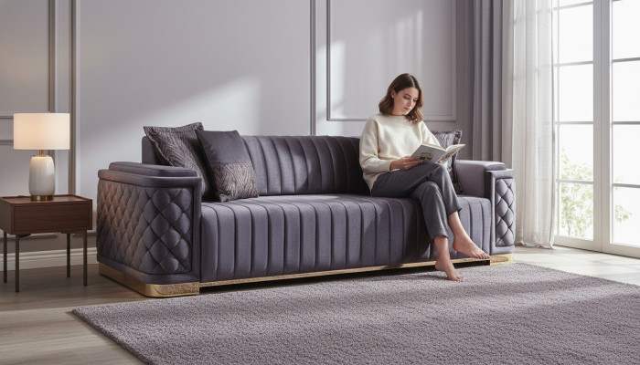 Luksusowa kanapa xxl sofa duże kanapy 246cm Aksamit Design Meble Sofas Material