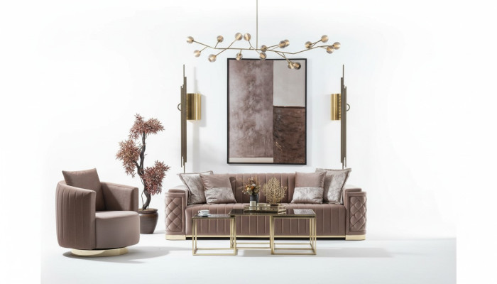 Luksusowa Kanapa 3+1 Meble Sofa Kanapy Zestaw sofowy Chesterfield 2-częściowy.