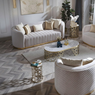 Kanapa Owalna Kanapy Trzyosobowe Meble Sofa Meble do Salonu Aksamit