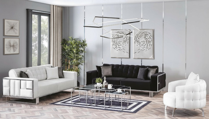 Luksusowy salon meble kanapa komplet wypoczynkowy sofa Aksamit Zestaw sofowy 3-częściowy