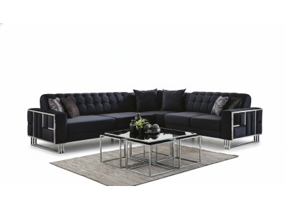 Luksusowa kanapa narożnikowa Włókienniczy Zestaw mebli narożnych Elementy metalowe Kanapa Sofa