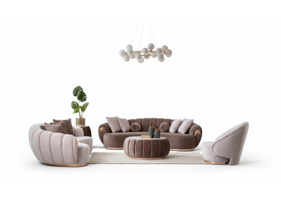 Luksusowy zestaw sofowy 3+3+1 Siedziba Pół Okrągły Kanapa Sofa z Tabela 4-częściowa.