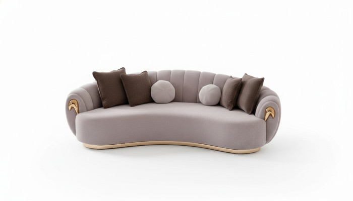 Luksusowa Sofa Duża Kanapa Okrągłe Kanapy xxl Sofy Siedzisko Materiał mebli 263cm Szary