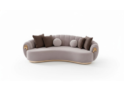 Luksusowa Sofa Duża Kanapa Okrągłe Kanapy xxl Sofy Siedzisko Materiał mebli 263cm Szary