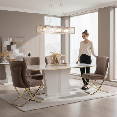 Stół obiadowy Ustaw Grupa jadalnia Tabela + 4 Krzesło Zestaw Designer Meble