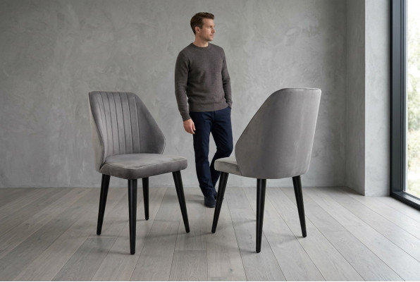 Szara jadalnia Krzesło luksusowy jednomiejscowy designerski mebel tekstylny model nowy