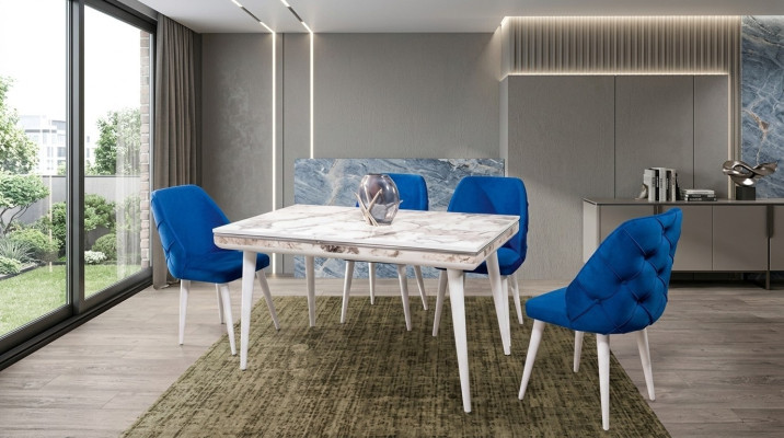 jadalnia Meble 4x Krzesła luksusowe designerskie meble niebieskie