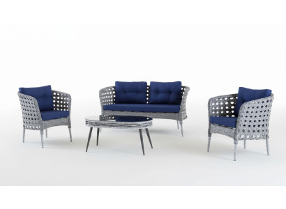 Meble ogrodowe Zestaw wypoczynkowy Sofowy Taras Tabela Sofa Kanapa 4 sztuki ustawić