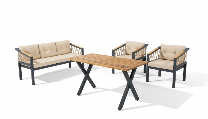 Meble ogrodowe Zestaw sofowy Meble do siedzenia Patio Tabela Sofa Kanapa 4-częściowa. ustawić